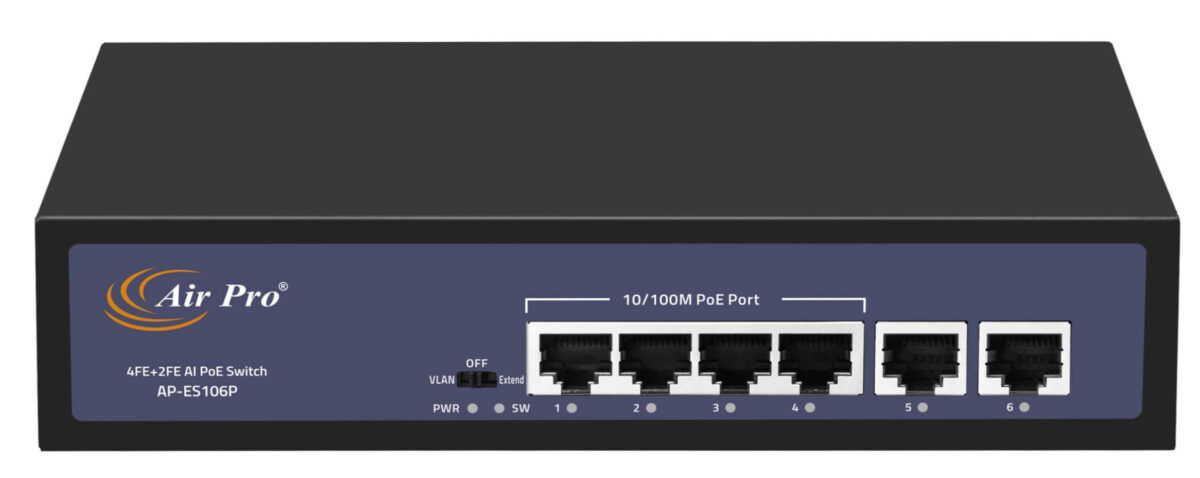 AirPro AP-ES106P 4-Port 100Mbps PoE Switch