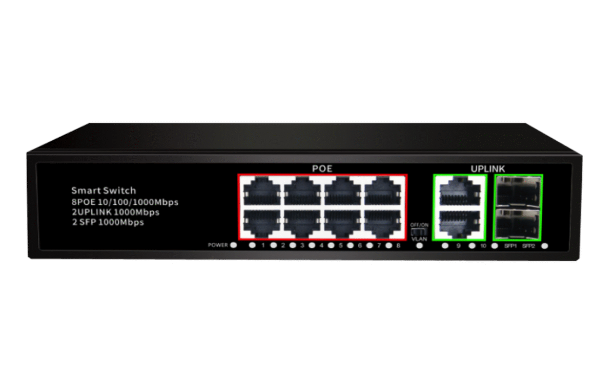 AirPro AP-SG108P-2GE-2SF 8-Port 1000Mbps PoE Switch