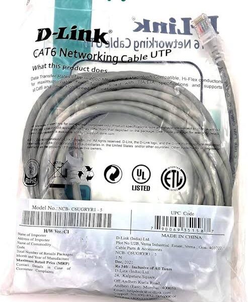 D-Link Cat6 UTP Patch Cord 10 Mtr | NCB-C6UGRYR1-10 – D-Link Networking Product in India