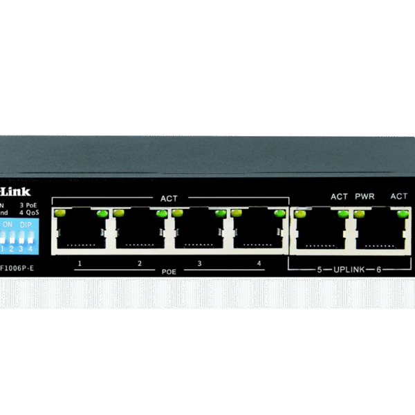 D-Link DES-F1006P-E | 6-Port 10/100Mbps PoE+ Surveillance Switch, 250M, 60W, MTCTE Certified – D-Link Networking Product in India