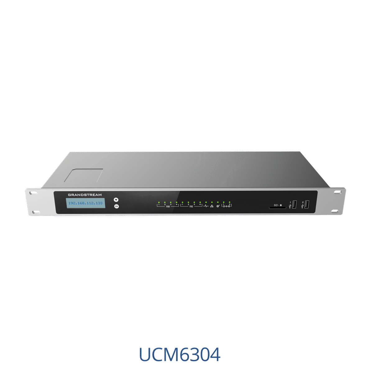 Grandstream UCM6304 4 FXO, 4 FXS, 2000 Users, 3 GigE Port (1 WAN, 1 LAN, 1 Heartbeat, Router, Bridge, Dual Mode) , Hearbeat for HA is an advanced IP PBX system from Grandstream offering unified communications and call routing for small to large enterprises.