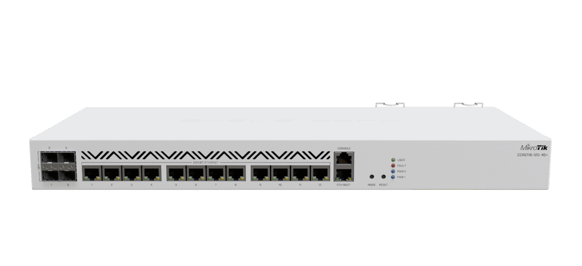 Mikrotik CCR2116-12G-4S+ cloud core router with 4 10Gig SFP+ Ports | Best BGP support – Ideal for networking, wireless routing, ISP and enterprise solutions.