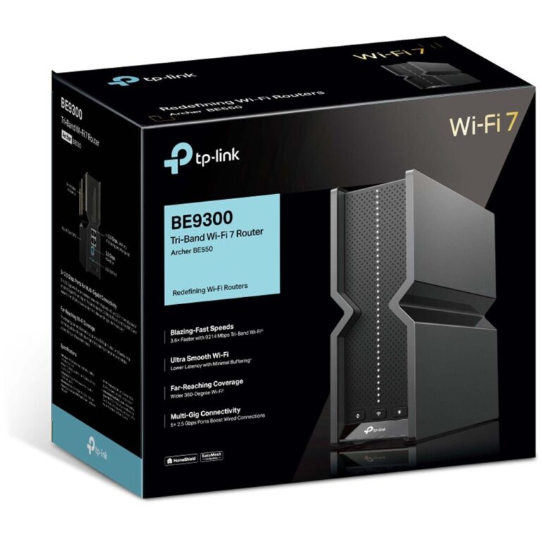 TP-Link Archer BE550 BE9300 Wi-Fi 7 Router with tri-band antennas