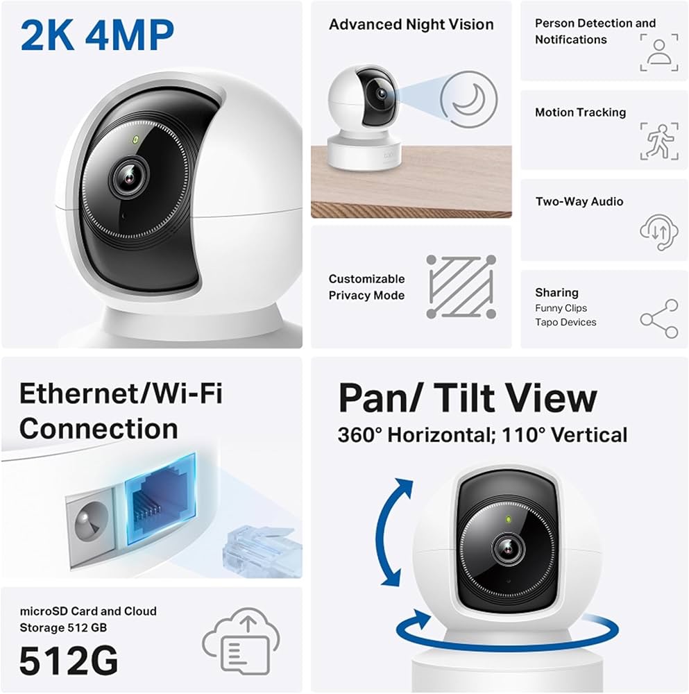 TP-Link Tapo C222 2K QHD Indoor Pan Tilt AI Wi-Fi Camera