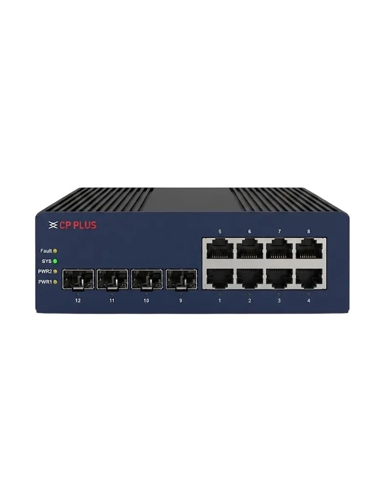 img_4057-2 This 8-port Gigabit PoE+ managed switch features a 250W power budget and 4 SFP slots for high-speed fiber uplinks. It provides Layer 2+ management for advanced network control.